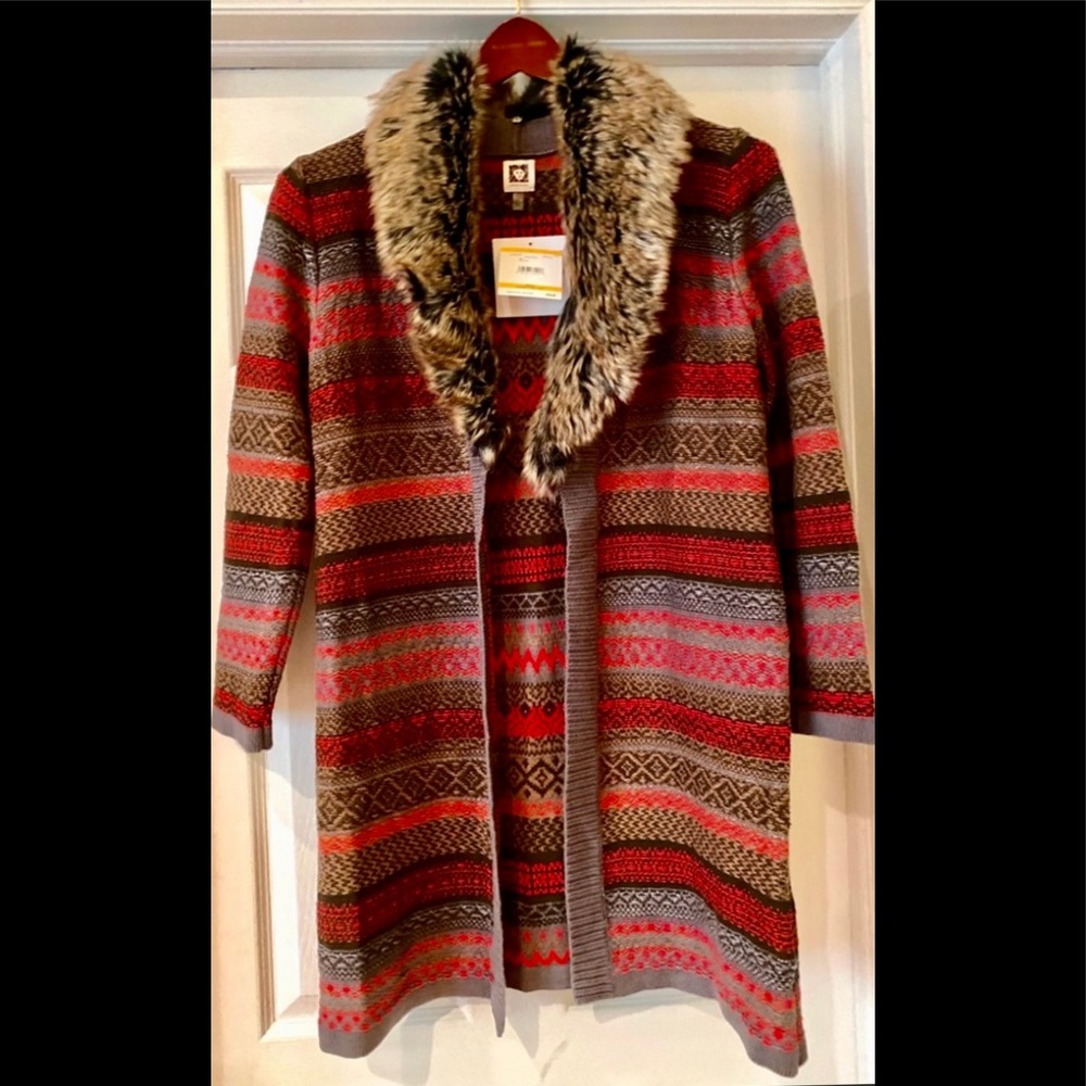 NEW ANNE KLEIN LONG CARDIGAN SWEATER